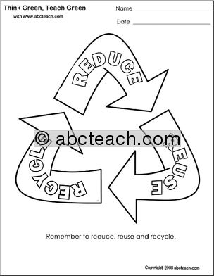 Coloring Page: Think Green- Reduce, Reuse, Recycle (triangle)
