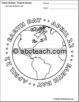 Coloring Page: Think Green – Earth Day