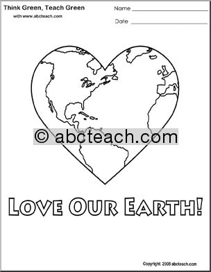 Coloring Page: Think Green – Love Our Earth!