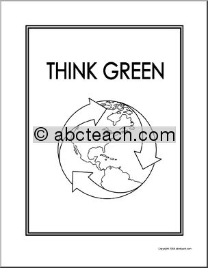 Portfolio Cover: Think Green (recycling Earth) – b/w