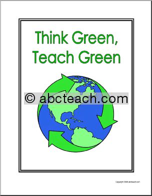Portfolio Cover: Think Green, Teach Green (recycling Earth) – color