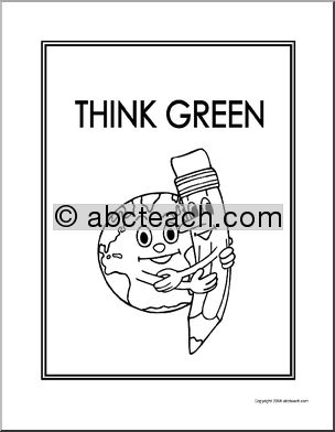 Portfolio Cover: Think Green (pencil and Earth) – b/w