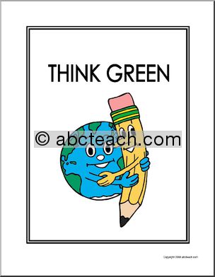 Portfolio Cover: Think Green (pencil and Earth) – color