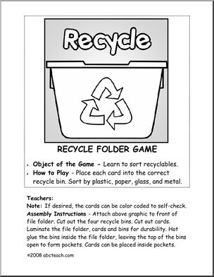 Sorting Game: Think Green – Recycle (b/w)