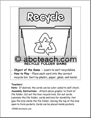 Sorting Game: Think Green – Recycle (b/w)