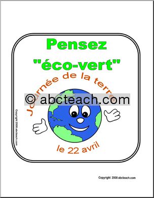 French: AfficheÃ³Ã¬JournÃˆe de la terre, le 22 avrilÃ® (mignon)