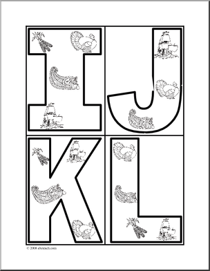 Alphabet Letter Patterns: Thanksgiving (A-Z) -b/w