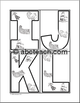 Alphabet Letter Patterns: Thanksgiving (A-Z) -b/w