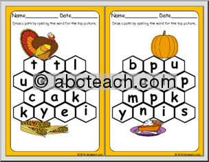 Thanksgiving-Themed Spelling Paths