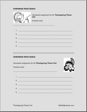 Assignment Forms Thanksgiving All Ages Abcteach