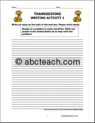 Thanksgiving (upper elementary) Writing Prompts