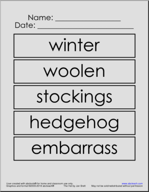 Word Wall: The Hat (primary/elem)
