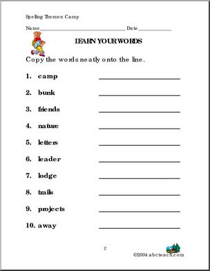 Camp (elementary) Spelling