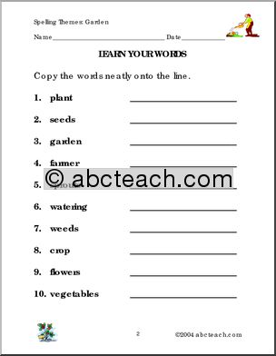 Gardens (primary) Spelling