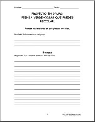 Spanish: Proyecto: Reciclar (elementaria/secundaria)