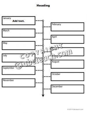 Graphic Organizer: Timeline – Vertical with 12 Months (type-in)