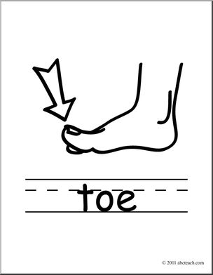 Clip Art: Basic Words: Toe B&W (poster)