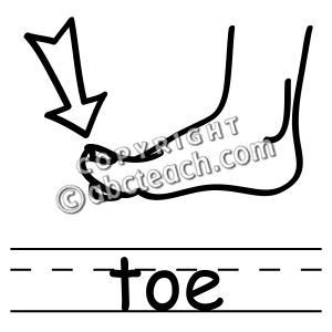 Clip Art: Basic Words: Toe B&W (poster)
