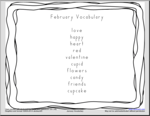 Shapebook: Monthly Vocabulary Word List