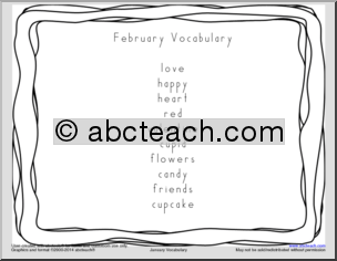 Shapebook: Monthly Vocabulary Word List