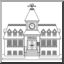 Clip Art: Buildings: Town Hall (coloring page)
