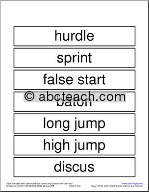 Word Wall: Track/Field Terminology