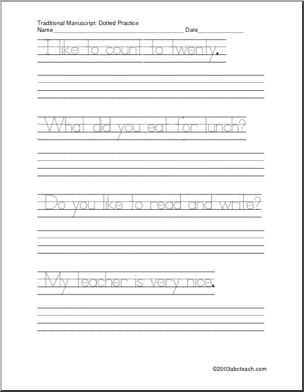 Handwriting Practice: Sentences – Manuscript (ZB-Style Font)
