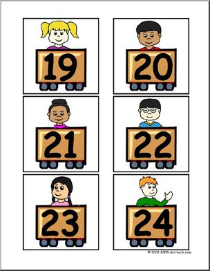 Calendar Set: Train theme  (numbers 19 – 31 and math symbols)