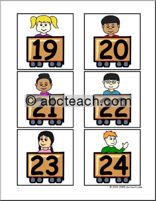 Calendar Set: Train theme  (numbers 19 – 31 and math symbols)