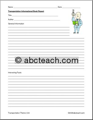 Book Report Forms: Transportation