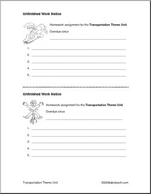 Assignment Forms: Transportation (all ages) – Abcteach