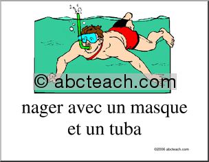 French: Poster, Nager avec un masque et un tuba