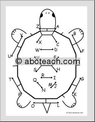 Dot to Dot: Cartoon Turtle (a-z)
