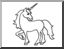 Clip Art: Basic Words: Unicorn (coloring page)