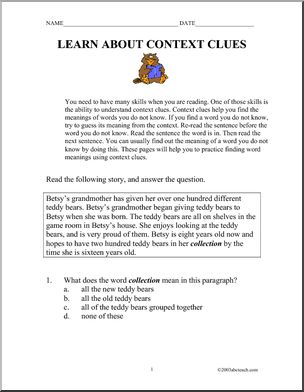 Context Clues Worksheet 2.4