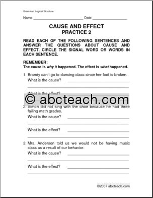 Worksheets: Cause and Effect (primary/elem)