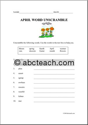 Unscramble the Words: April