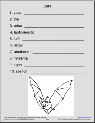 Unscramble the Words: Bats