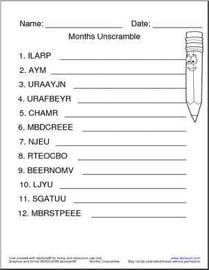 Unscramble the Words: Months