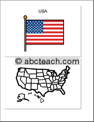 Map and Flag:  U.S.A.