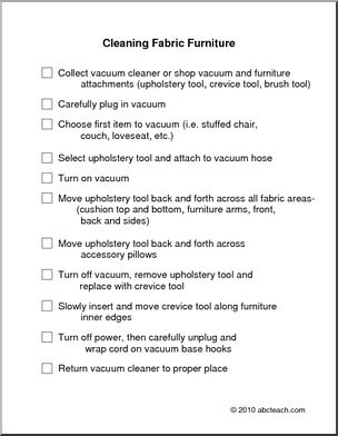 Special Needs: Vacuuming Furniture, (secondary/adult)