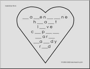 Valentine (elementary) Missing Letters