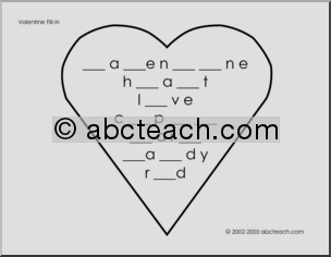 Valentine (elementary) Missing Letters