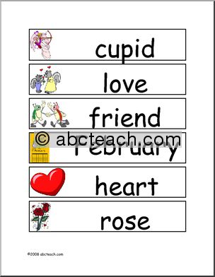 Word Strips with Pictures: Valentine’s Day (primary)
