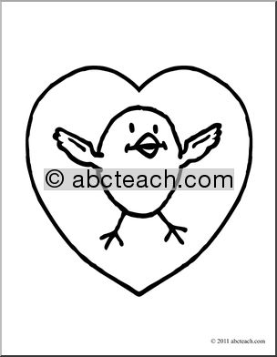 Clip Art: Valentine Chick (coloring page)