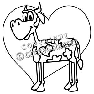 Clip Art: Valentine Cow (coloring page)