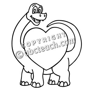 Clip Art: Valentine Dino (coloring page)