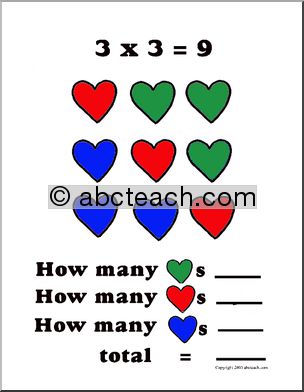 Valentine 2 – Multiply by 3 Valentine Math