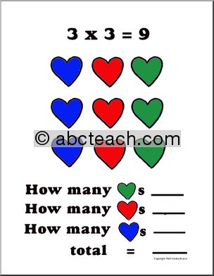 Multiply by 3 – Valentine Theme Fact Card