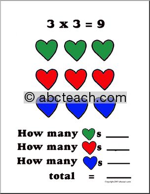 Valentine Math Multiply by 3 Worksheet